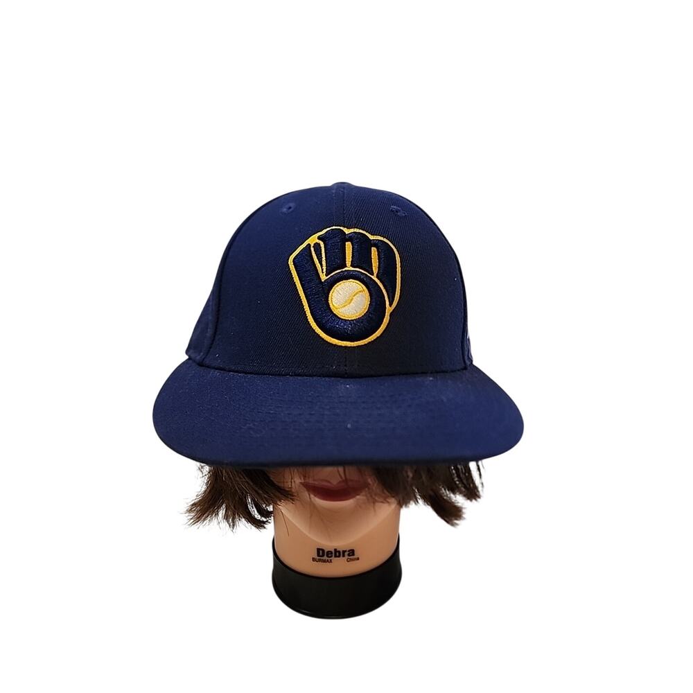 VTG Milwaukee Brewers Hat Size 7 1/4 Fitted New Era 59Fifty On Field